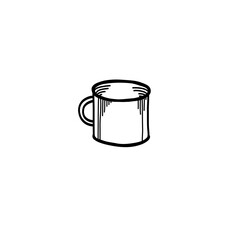 Vector image of a metal mug. Travel mug. Doodle
