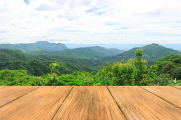 Wooden terrace with space to put objects in the background