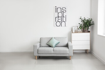 Interior of room with modern sofa