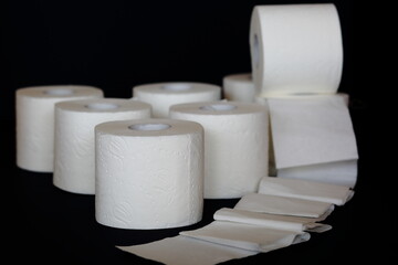 roll of toilet paper isolated on black