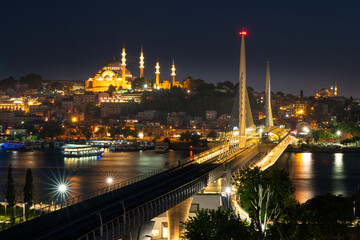 Beautiful cityscape of Istanbul at night, Turkey