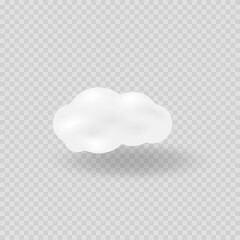 Realistic vector image of white cloud with shadow.