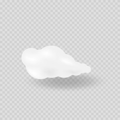 Realistic vector image of white cloud with shadow.