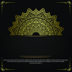 Luxury gold mandala ornate background for wedding invitation, book cover