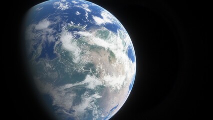 realistic exoplanet, beautiful alien planet in far space, detailed planet surface, science fiction wallpaper, cosmic landscape 3d render