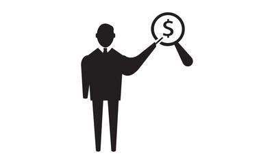 Business man money search icon vector graphics 