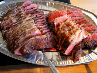 Sliced medium rare grilled Roast  Beef steak Tenderloin