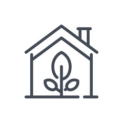 Eco House line icon. Greenhouse vector outline sign.
