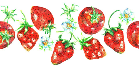 Strawberries. Seamless. Watercolor (3)