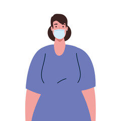 woman wearing medical protective mask against covid 19 vector illustration design