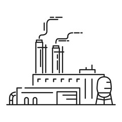 Factory industrial building . Outline  plant vector icon.