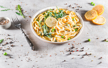 Pasta with a sour cream lemon and herbs