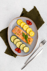 Flat lay top view healthy food lunch dinner concept