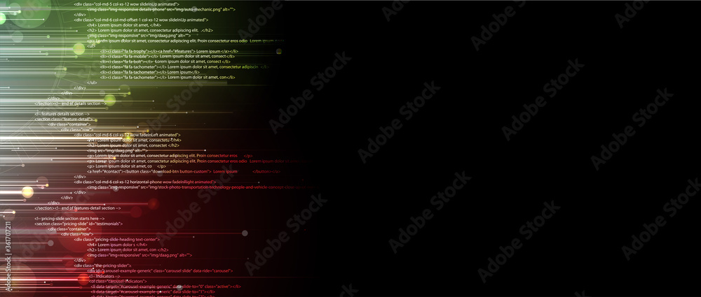 Aufkleber Software development abstract technology code and script background
