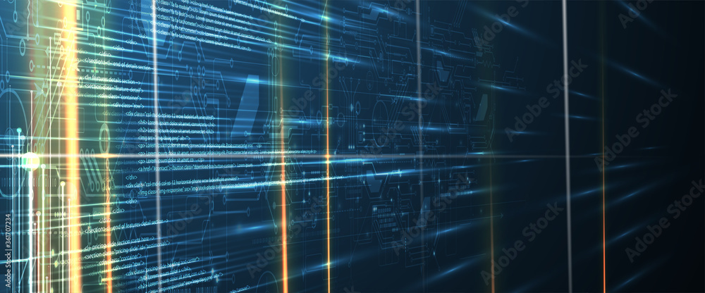 Leinwandbilder Software development abstract technology code and script background
