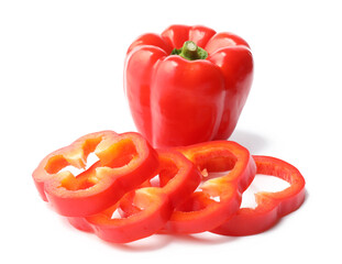 Red bell pepper on white background