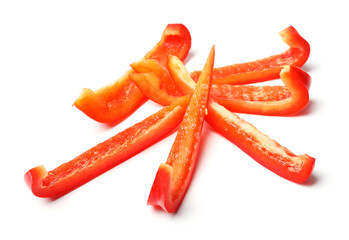 Cut red bell pepper on white background