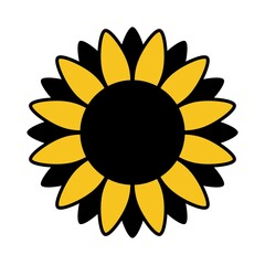 Colorful Sunflower vector icon on white background