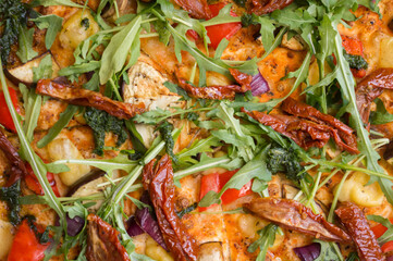Tasty hot vegan pizza with cheese