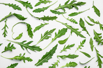 Fresh arugula on white background