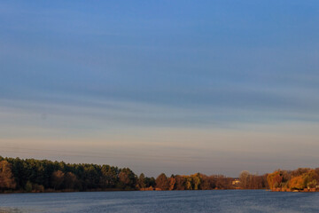 View on a beautiful lake at autumn