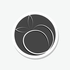 Peach sticker icon isolated on gray background