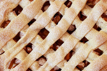 Apricot pie top view.Baking background.