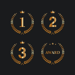 Award golden label of First, second and third winner.