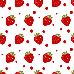 Seamless pattern of abstract strawberry. Paper cut modern contemporary style. Vector