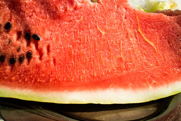 Ripe juicy red watermelon in a cut