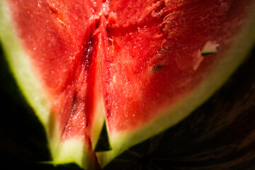 Ripe juicy red watermelon in a cut