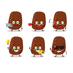 Steak cartoon character with various types of business emoticons