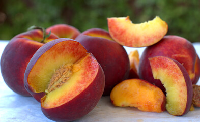 Fresh juicy peach fruit organic food