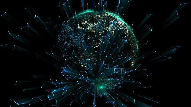 4k digital data globe,a scientific tech data network surrounding planet earth,Satellite data download.