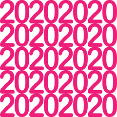 Seamless pattern of 2020 silhouettes. Repetitive pattern of 2020. continuously repeating 2020 numbers on transparent background.