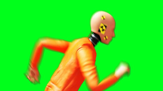 dummy animation. Test drive. Phisical motion blur. Realistic 4k animation. Green screen