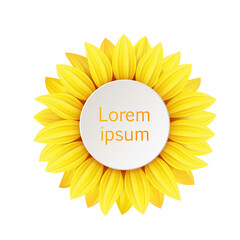 Sale banner template with sunflower petals, for design flyers, labels, card.