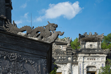 Dragon in the Mausoleum of Emperor Khai Dinh. Hue, Vietnam.	
