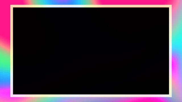 a bright and luminous colorful rectangular frame on a black background, it can be used for your photo and video content