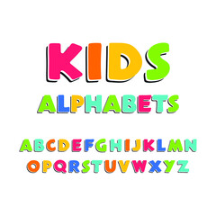 Colorful kids alphabet design vector template