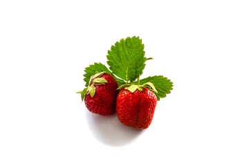 Isolated on white background Strawberry close-up