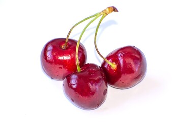 Natural ripe cherry on a white background