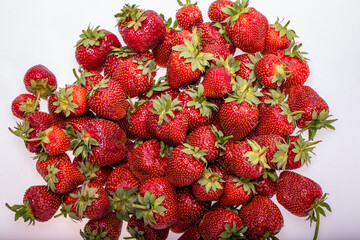 fresh ripe strawberries isolated on white background