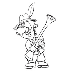 sketch of a man with a gun, Sagittarius horoscope, coloring book, cartoon illustration, isolated object on a white background, vector illustration,