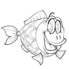 cute fish sketch, horoscope, coloring book, cartoon illustration, isolated object on a white background, vector illustration,