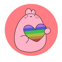 Bunny with rainbow heart