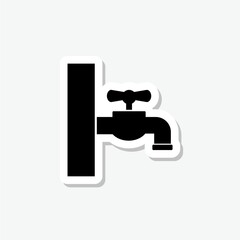 Kitchen faucet sticker icon isolated on gray background