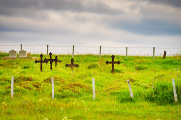 Fototapeta na wymiar Old cemetery graveyard on Andoya, Norway