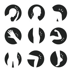 human body pain icon set