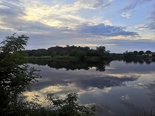 sunset over the river
